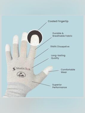 NIB StaticTek Gray ESD Anti-Static Gloves Bundle 11 Sealed Pairs Sz Small